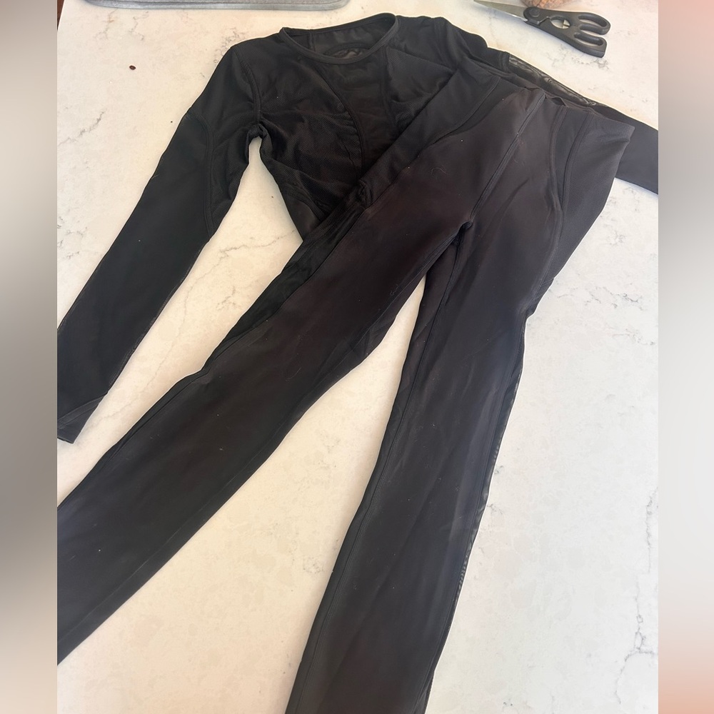 Lululemon Black Paneled Mesh Leggings